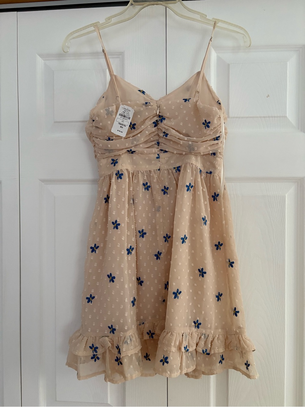 Endless Rose Beige Sundress with Blue Floral Print